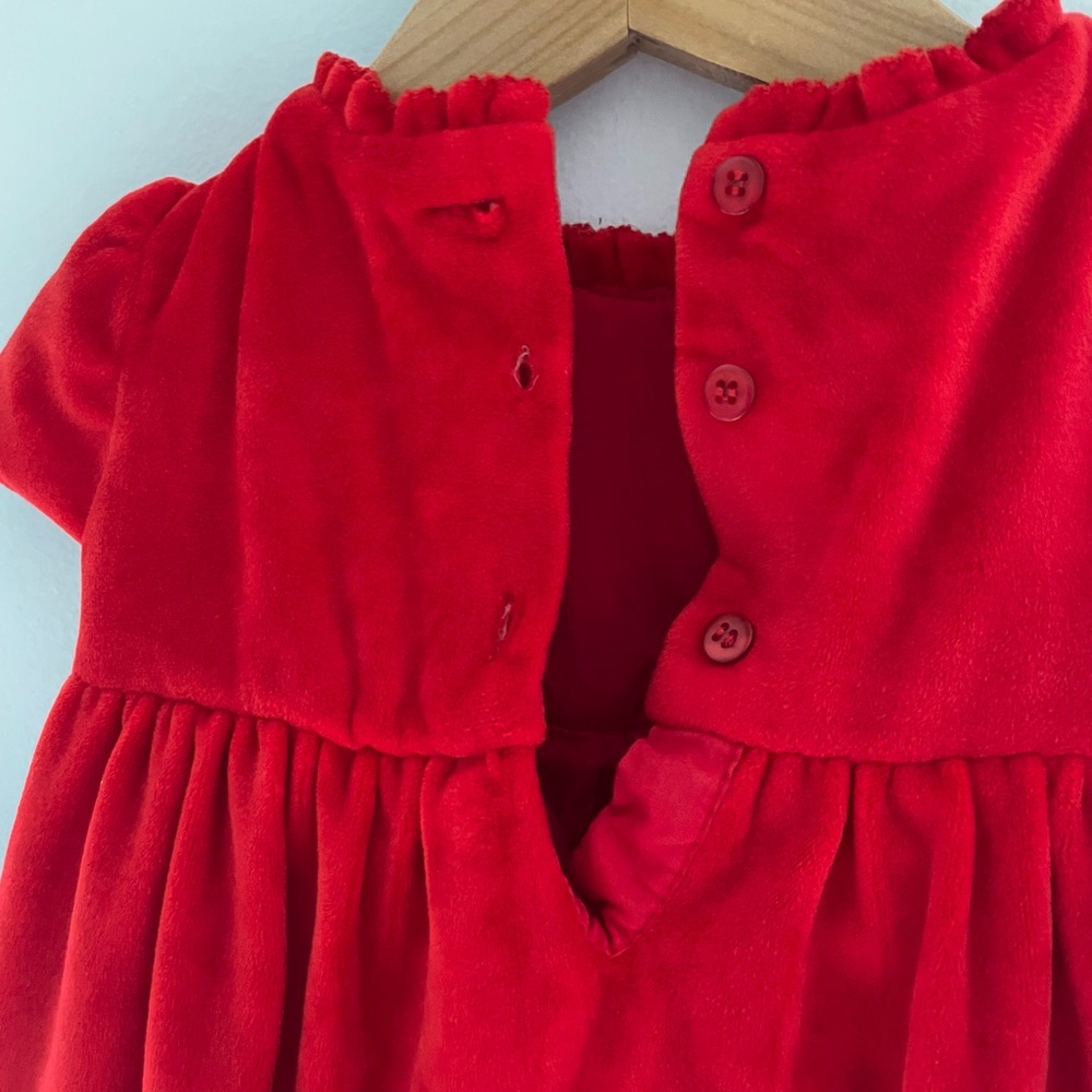 NEW Velvet Christmas Smocked Embroidered Baby Girl Holiday Dress, Fully Lined - Picture 8 of 15